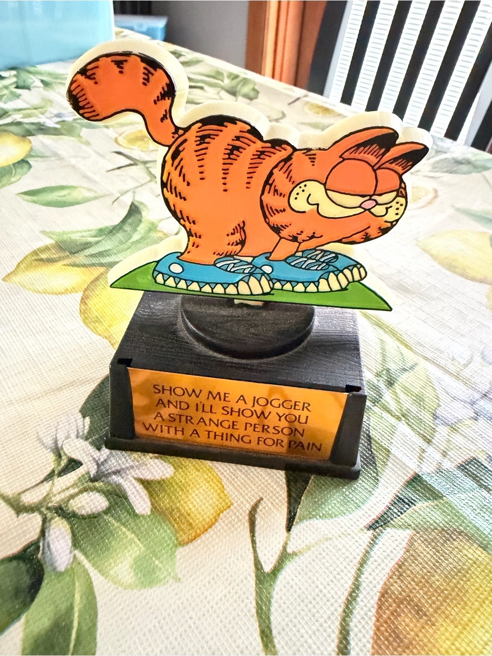 Garfield Cat Figurine on Black Base - Orange Garfield Decor